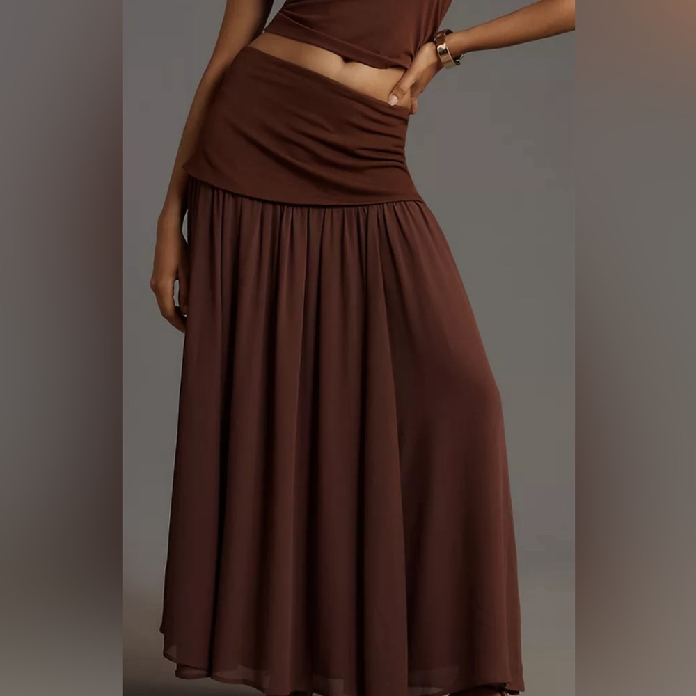 Anthropologie Brown Maxi Skirt